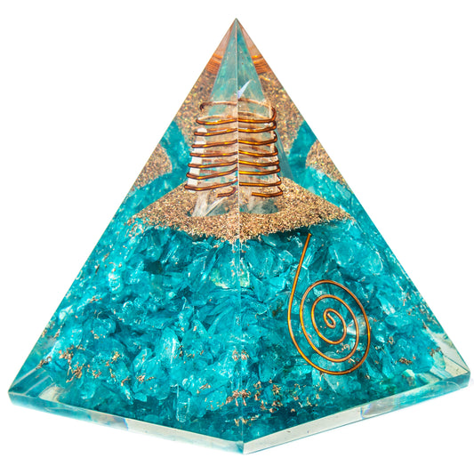 Aquamarine Orgone Pyramid for Joy & Happiness