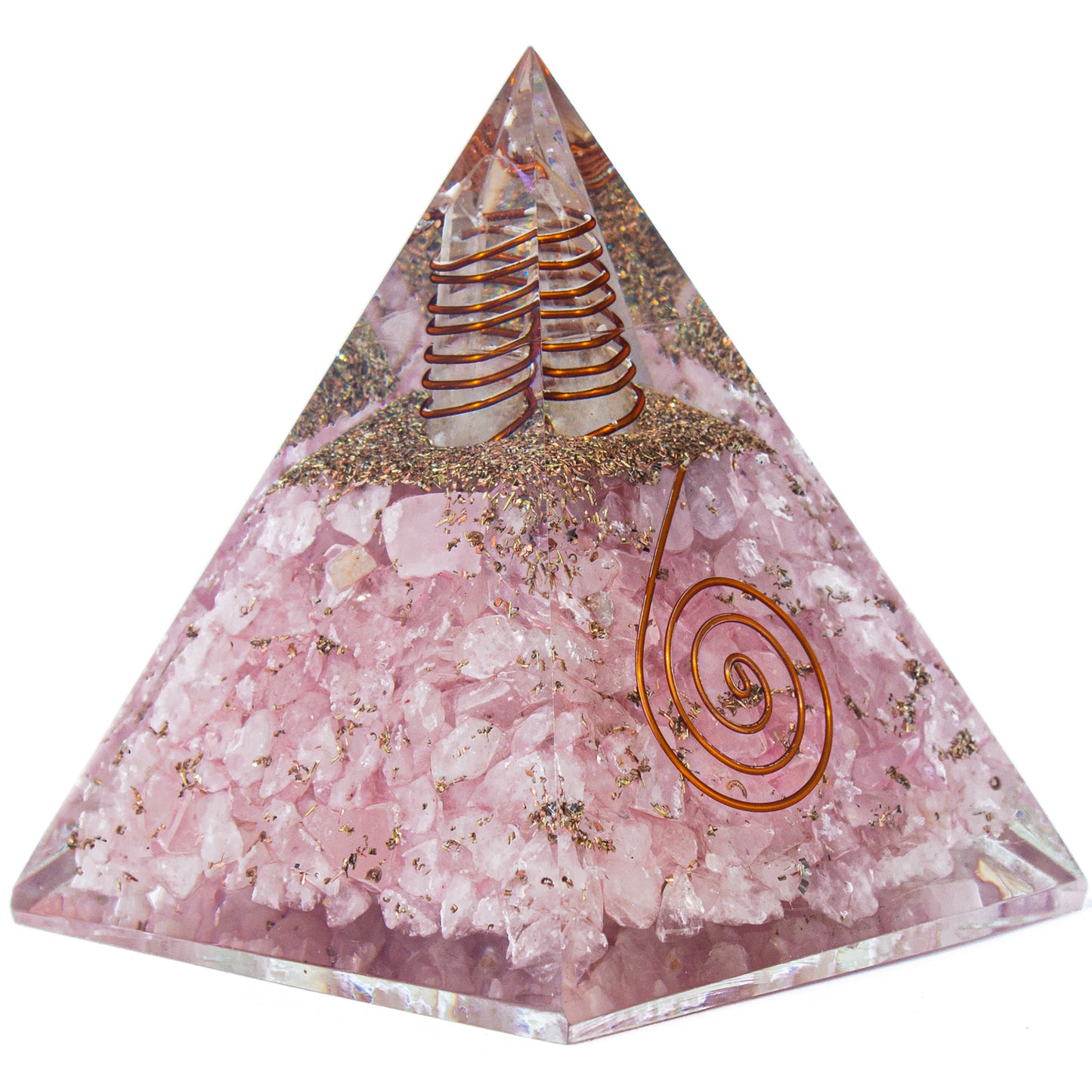 Rose Quartz Orgone Pyramid for Peace, Calm & Unconditional Love, Confidence & Protection