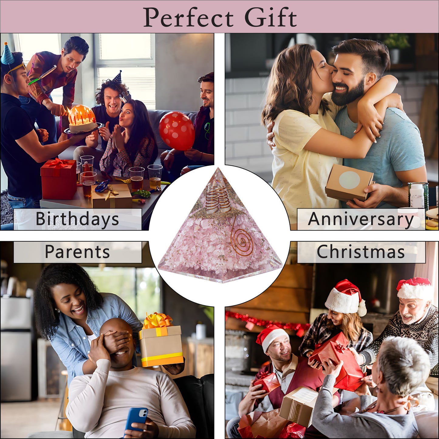 Rose Quartz Orgone Pyramid for Peace, Calm & Unconditional Love, Confidence & Protection