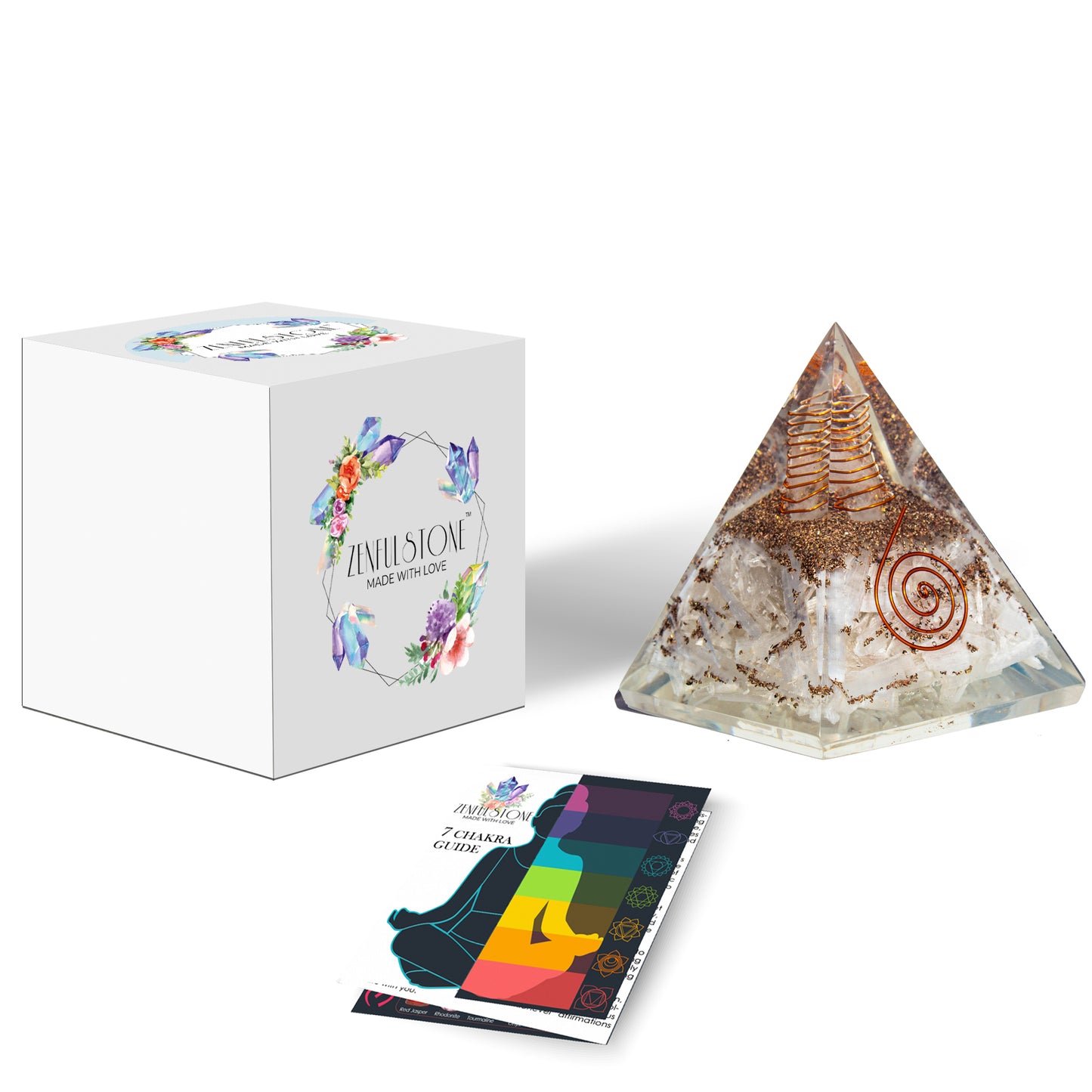 Selenite Orgone Pyramid for Clarity, Emotional Healing, Spiritual Connection
