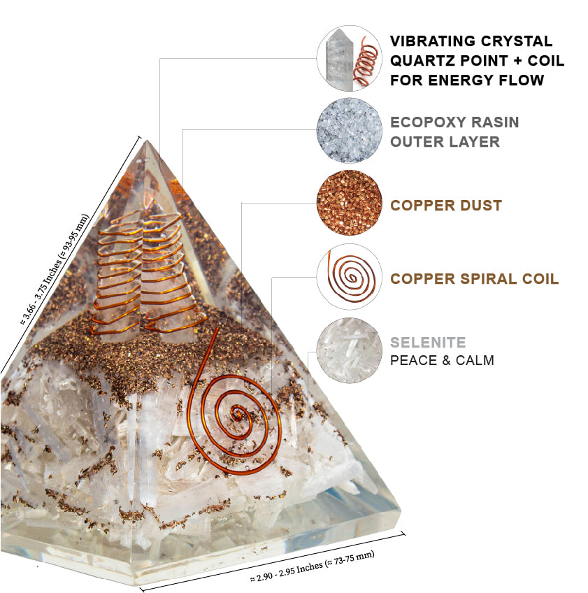 Selenite Orgone Pyramid for Clarity, Emotional Healing, Spiritual Connection