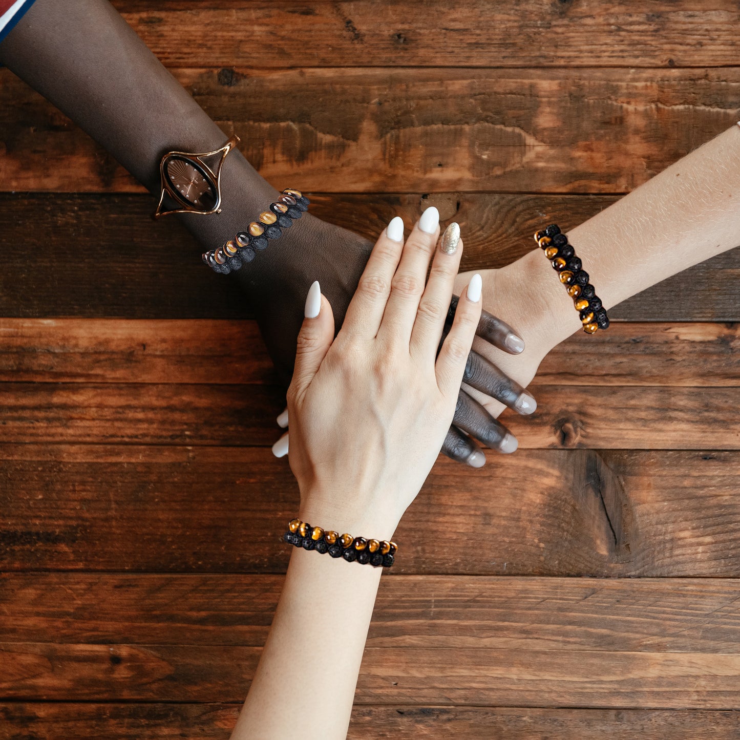 Triple Protection Bracelet, Authentic Tigers Eye and Lava 8mm Beads double layer Bracelet