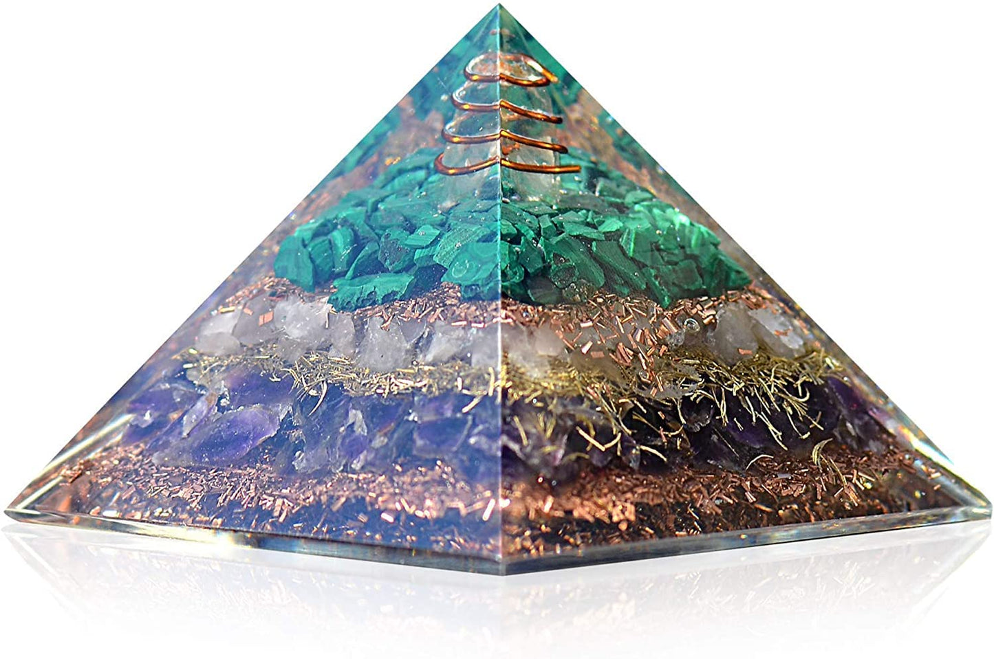 Love Attraction Orgone Pyramid With Rose Quartz, Amethyst, Malachite