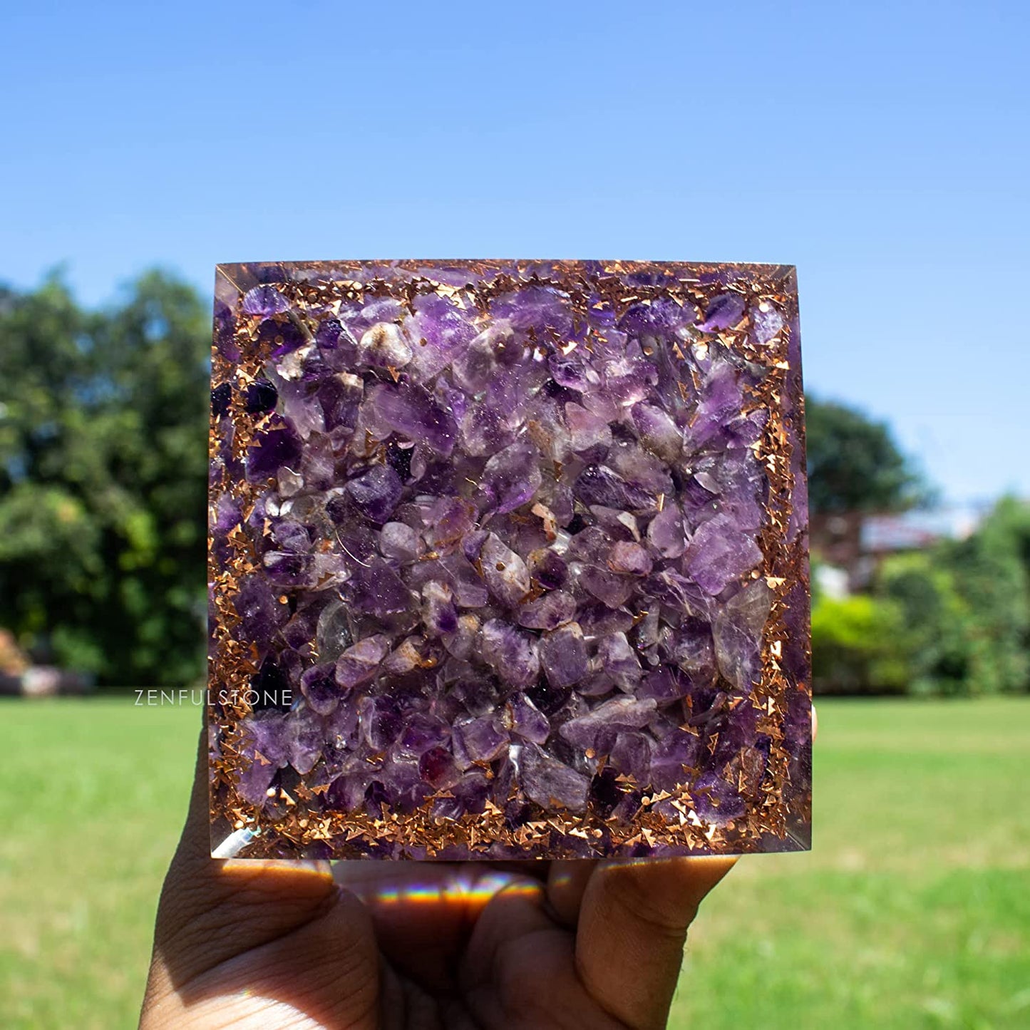 Love Attraction Orgone Pyramid With Rose Quartz, Amethyst, Malachite