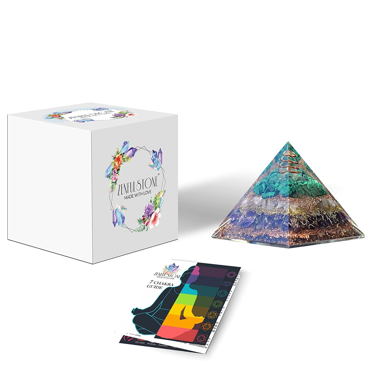 Love Attraction Orgone Pyramid With Rose Quartz, Amethyst, Malachite