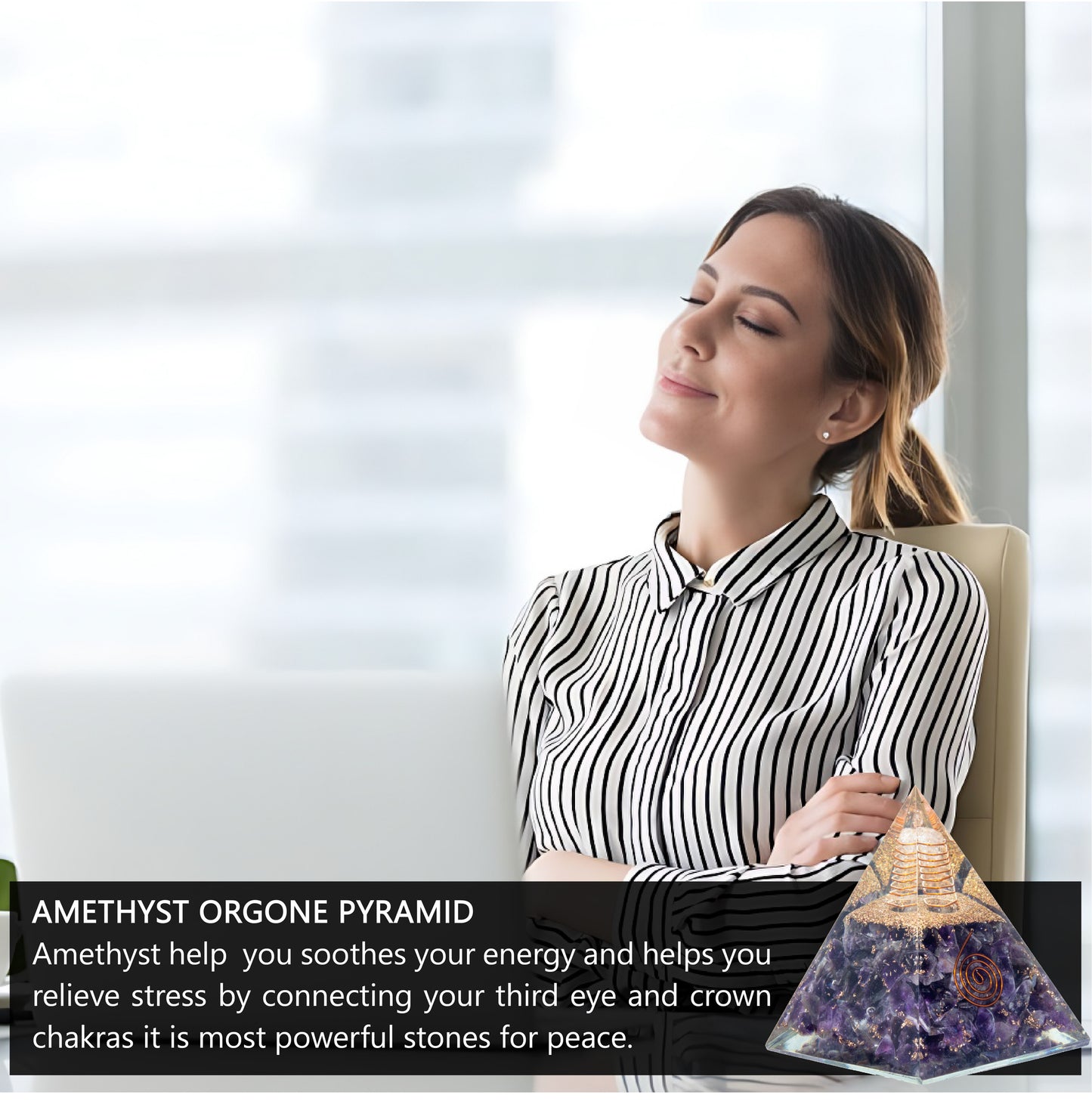 Amethyst Orgone Pyramid for Inner Peace & Calm