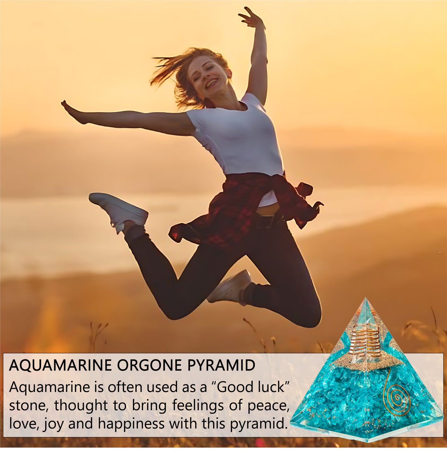 Aquamarine Orgone Pyramid for Joy & Happiness