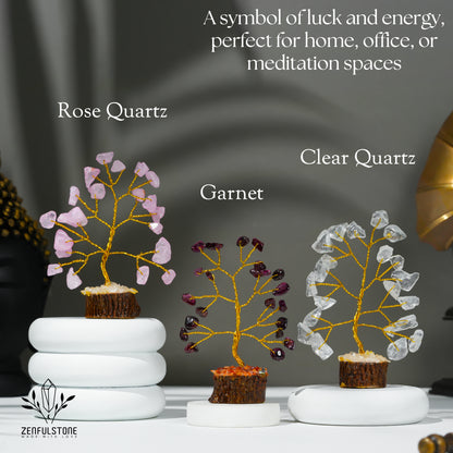Crystal Tree Gifts for Women, Set of 12 Handcrafted Small Tree of Life Chakra Healing Crystals & Stones for Positive Energy, Good Luck, Home and Office Decor, Birthday Presents