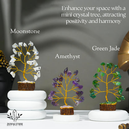 Crystal Tree Gifts for Women, Set of 12 Handcrafted Small Tree of Life Chakra Healing Crystals & Stones for Positive Energy, Good Luck, Home and Office Decor, Birthday Presents