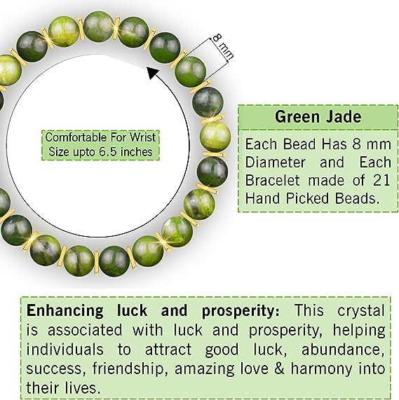 Green Jade Bracelet for Men Women Entrepreneur Business Luck, MONEY ATTRACTION Chakra Bracelets for Women, Bead Bracelets for Women, Maximum Money Wealth Abundance Bracelet, Prosperity Good Luck Feng Shui,