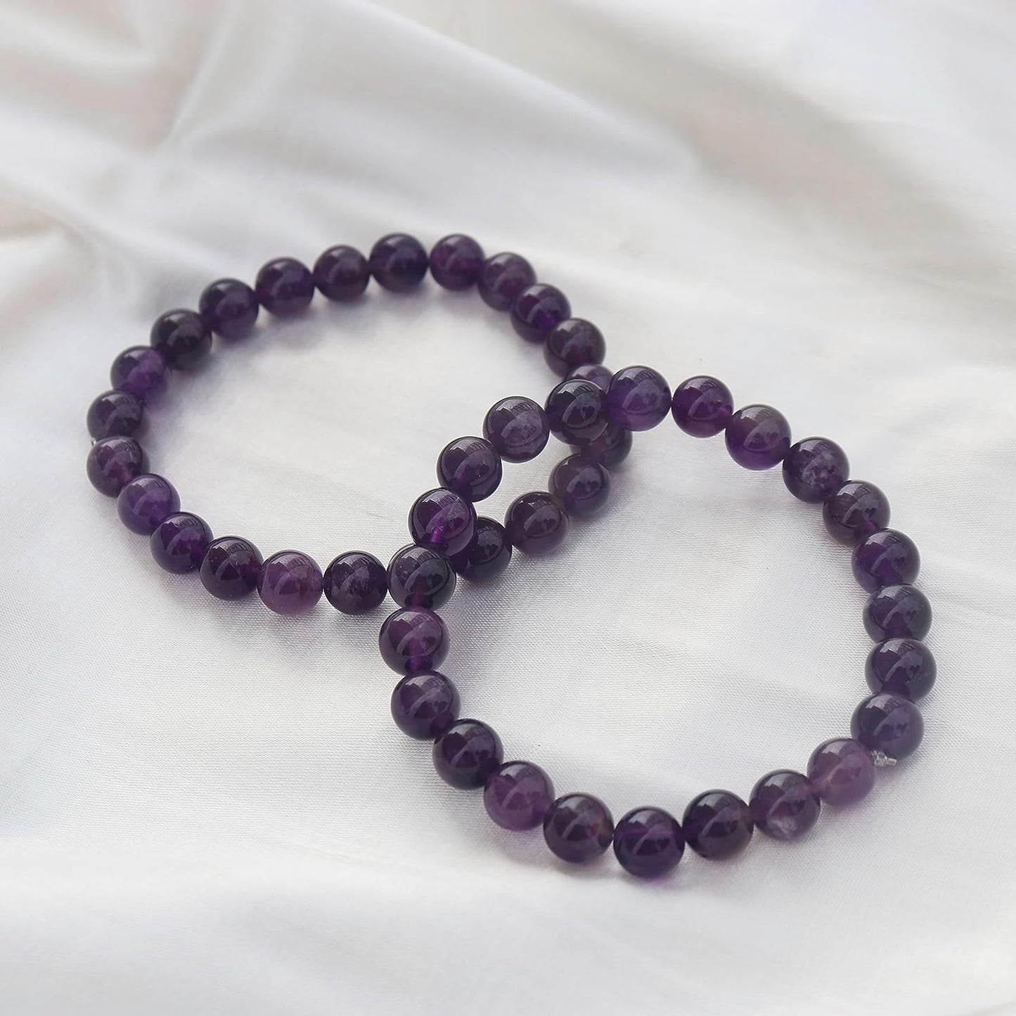 Amethyst Natural Gemstone Reiki Healing Crystals Handmade 8mm Round Beads Stretch Bracelet for Women & Men | Spiritual Gift | Mother's day Gift | Adjustable size Crystal Bracelet for Women