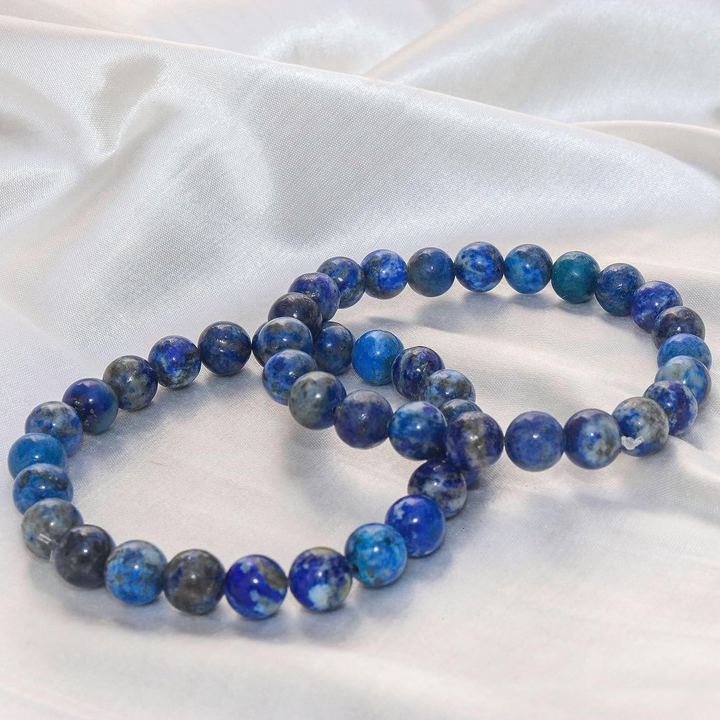 Lapis Lazuli crystal Bracelet for Wisdom and Creativity | Natural Gemstone Reiki Healing Crystals Handmade 8mm Round Beads Stretch Bracelet for Women & Men | Spiritual Gift for her