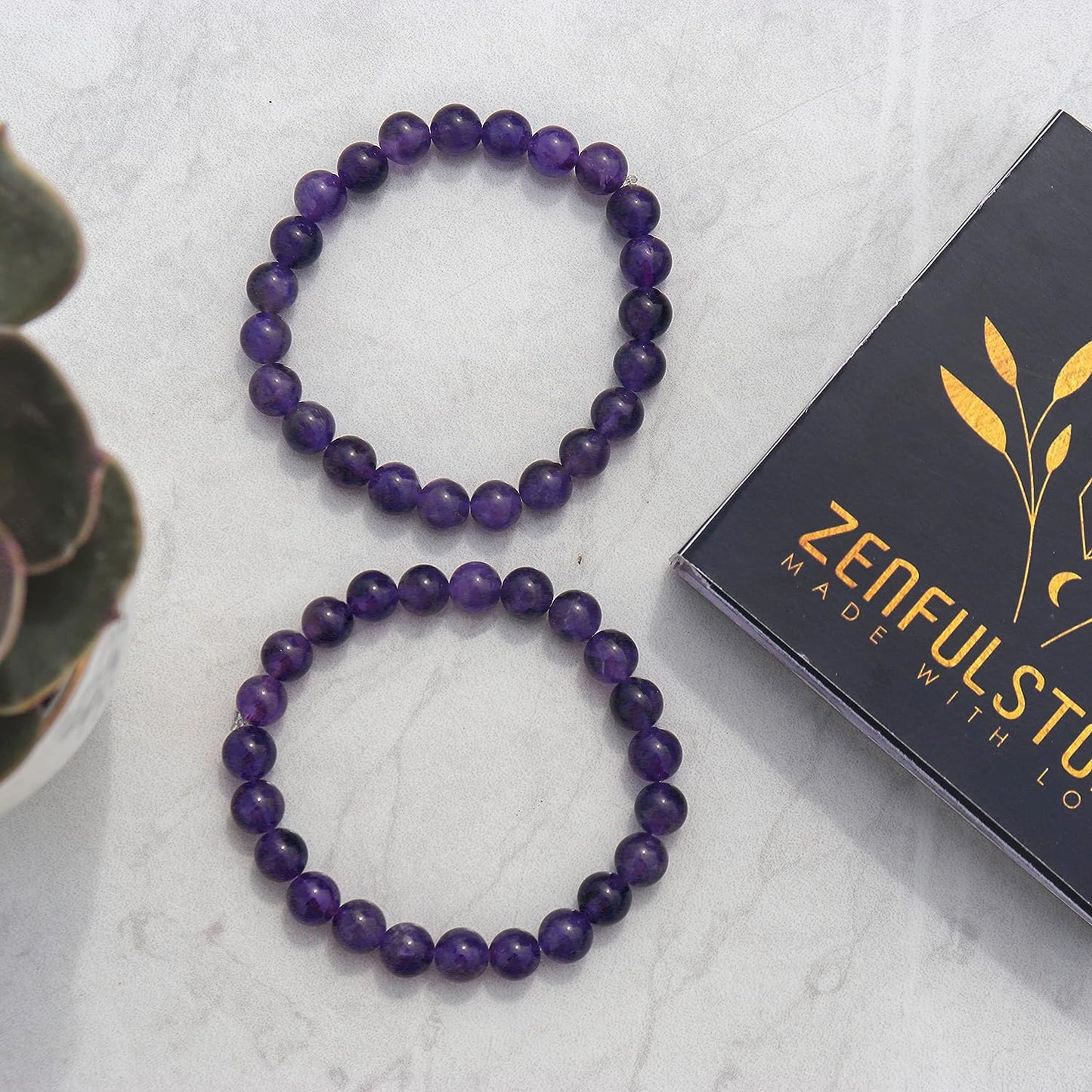 Amethyst Natural Gemstone Reiki Healing Crystals Handmade 8mm Round Beads Stretch Bracelet for Women & Men | Spiritual Gift | Mother's day Gift | Adjustable size Crystal Bracelet for Women