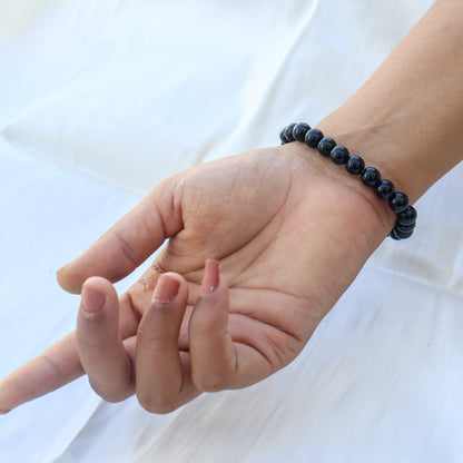 Black Tourmaline Natural Gemstone Reiki Healing Crystals Handmade 8mm Round Beads Stretch Bracelet for Women & Men | Spiritual Gift | Mother's day Gift | Adjustable size Crystal Bracelet for Women