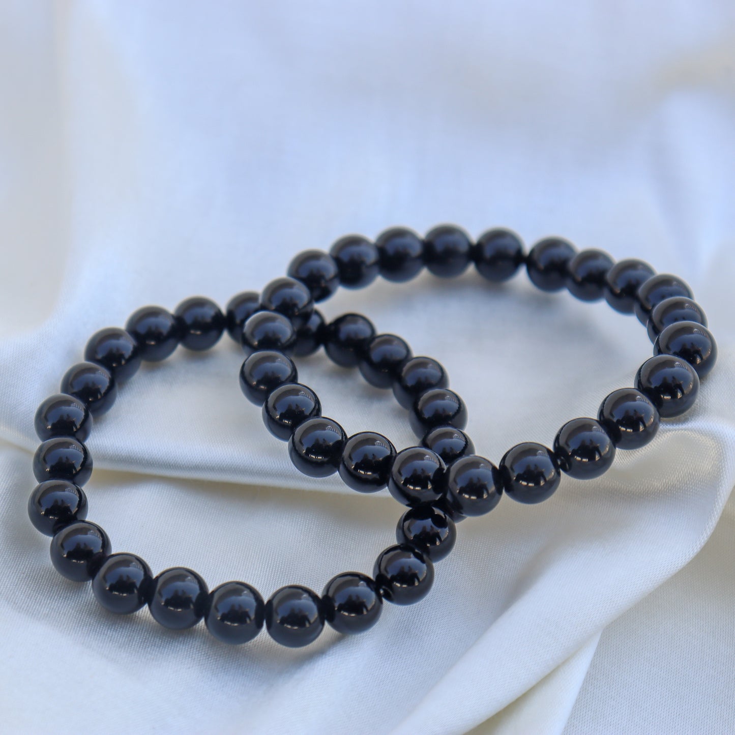 Black Tourmaline Natural Gemstone Reiki Healing Crystals Handmade 8mm Round Beads Stretch Bracelet for Women & Men | Spiritual Gift | Mother's day Gift | Adjustable size Crystal Bracelet for Women