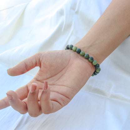 Green Jade Natural Gemstone Reiki Healing Crystals Handmade 8mm Round Beads Stretch Bracelet for Women & Men | Spiritual Gift | Mother's day Gift | Adjustable size Crystal Bracelet for Women