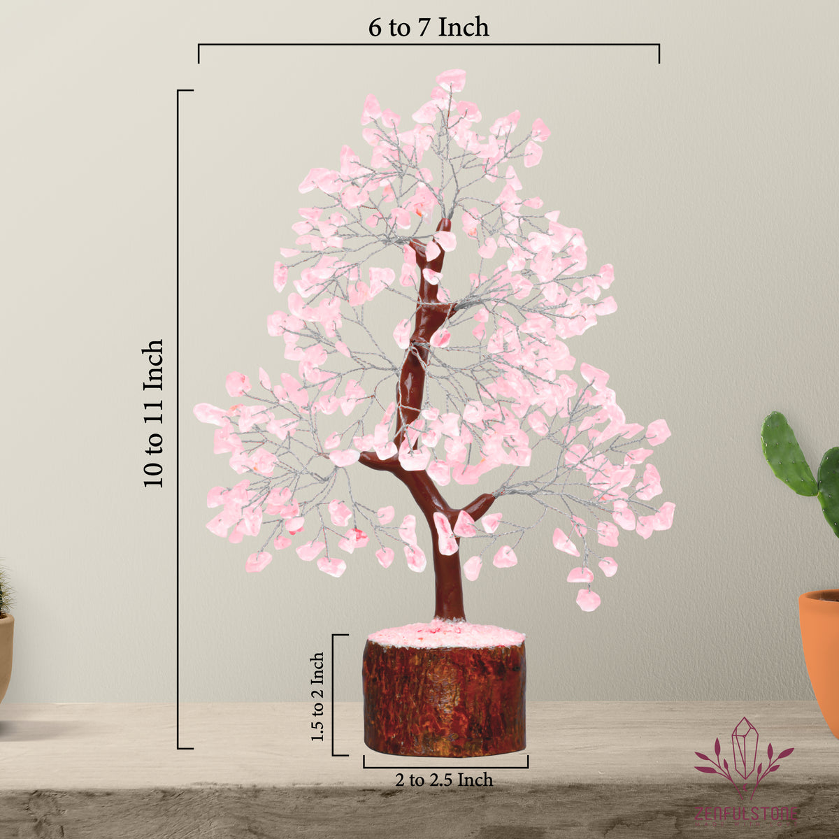 ZENFULSTONE Rose Quartz Crystal Tree of Life for Love & Healing Décor for Home and Office | Handmade Bonsai for Emotional Support & Harmony as Symbol of Piece for Loved Ones