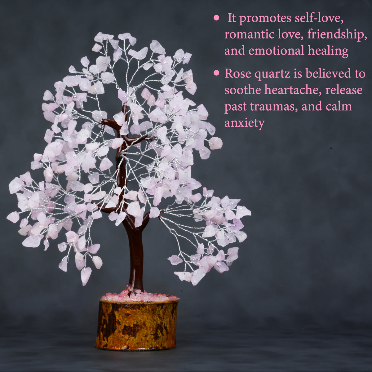 ZENFULSTONE Rose Quartz Crystal Tree of Life for Love & Healing Décor for Home and Office | Handmade Bonsai for Emotional Support & Harmony as Symbol of Piece for Loved Ones