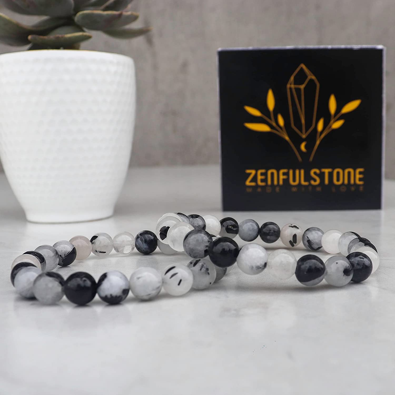 Powerful Healing Natural Rutilated Quartz Black Lava Beaded Double Row Adjustable outlets Bracelet Protection Mens Bracelet Women's Crystal Bracelet