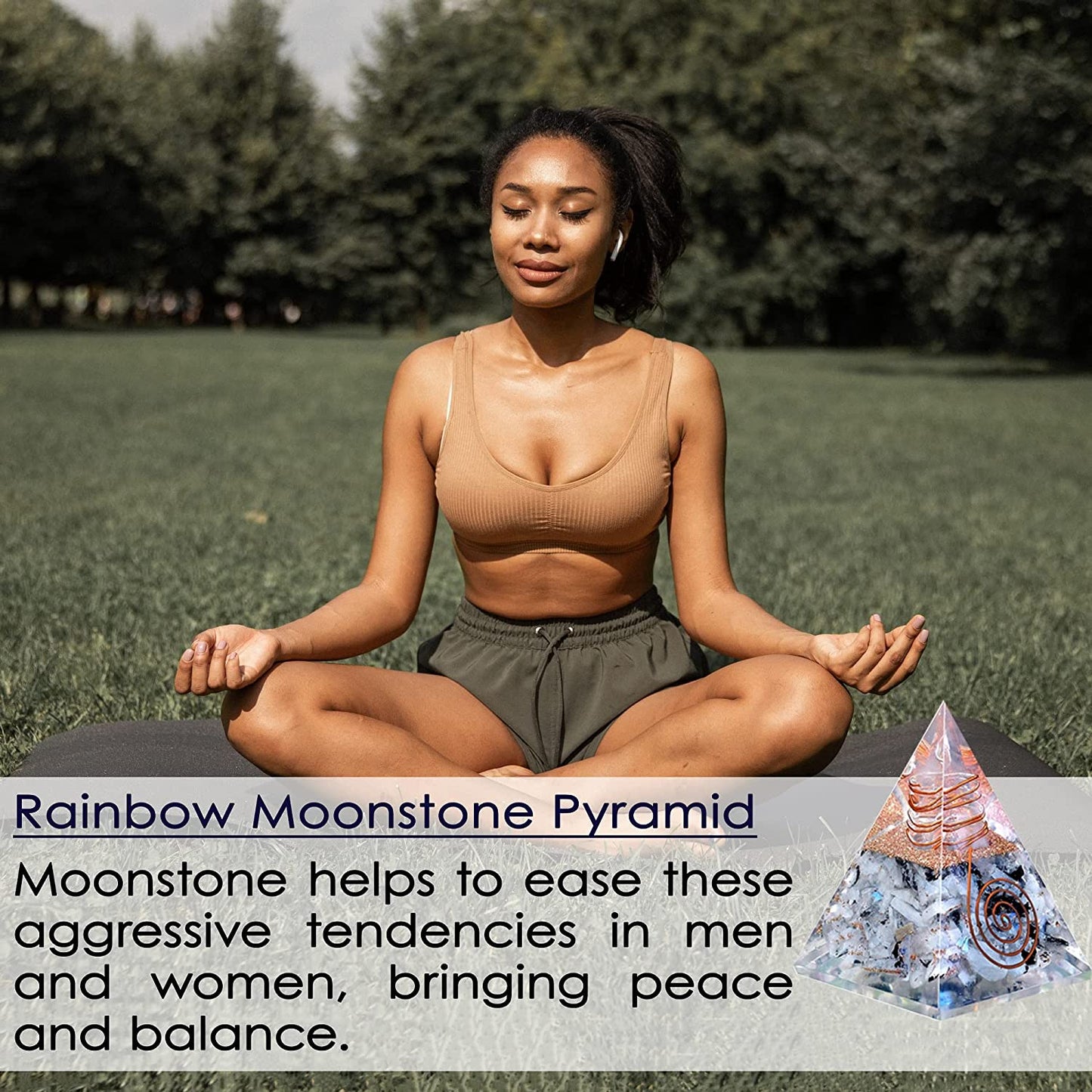 Rainbow Moonstone Orgone Pyramid for Joy, Success, Inner Peace, Wisdom, Unconditional Love, Confidence & Protection