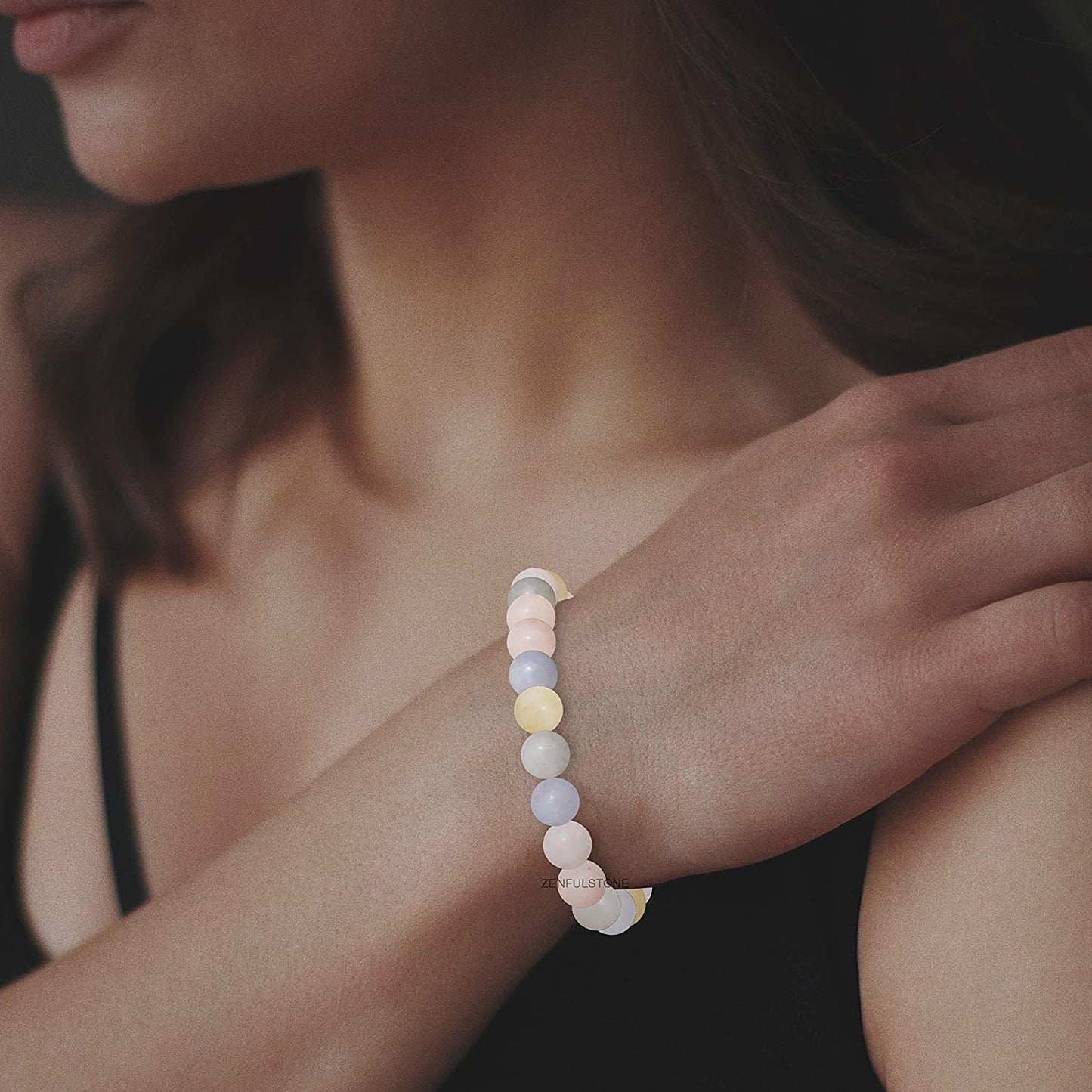 Morgonite Natural Gemstone Reiki Healing Crystals Handmade 8mm Round Beads Stretch Bracelet for Women & Men | Spiritual Gift | Mother's day Gift | Adjustable size Crystal Bracelet for Women