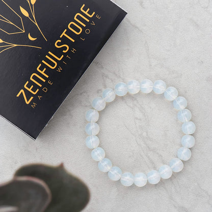 Opalite Natural Gemstone Reiki Healing Crystals Handmade 8mm Round Beads Stretch Bracelet for Women & Men | Spiritual Gift | Mother's day Gift | Adjustable size Crystal Bracelet for Women