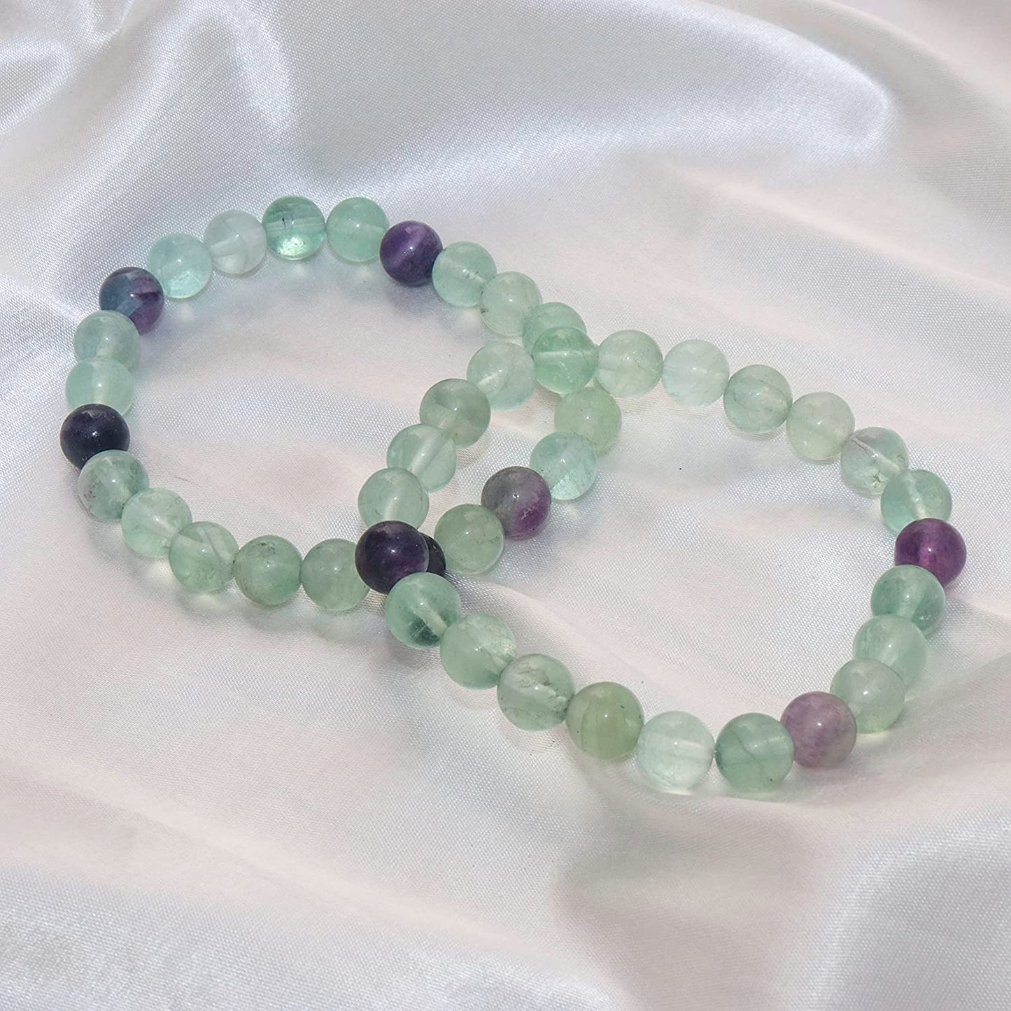 Fluorite Natural Gemstone Reiki Healing Crystals Handmade 8mm Round Beads Stretch Bracelet for Women & Men | Spiritual Gift | Mother's day Gift | Adjustable size Crystal Bracelet for Women