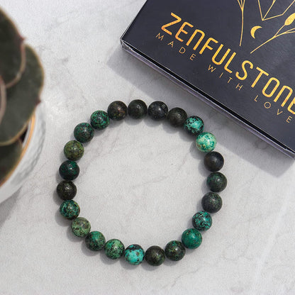 African Turquoise Natural Gemstone Reiki Healing Crystals Handmade 8mm Round Beads Stretch Bracelet for Women & Men | Spiritual Gift | Mother's day Gift | Adjustable size Crystal Bracelet for Women