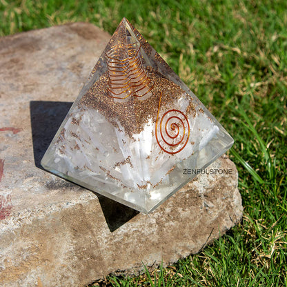 Selenite Orgone Pyramid for Clarity, Emotional Healing, Spiritual Connection