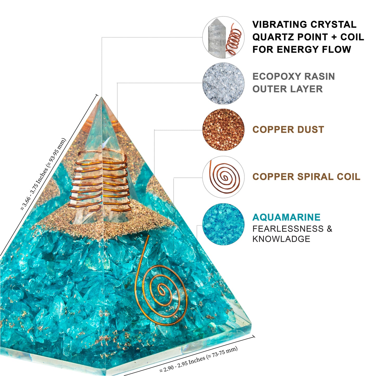 Aquamarine Orgone Pyramid for Joy & Happiness