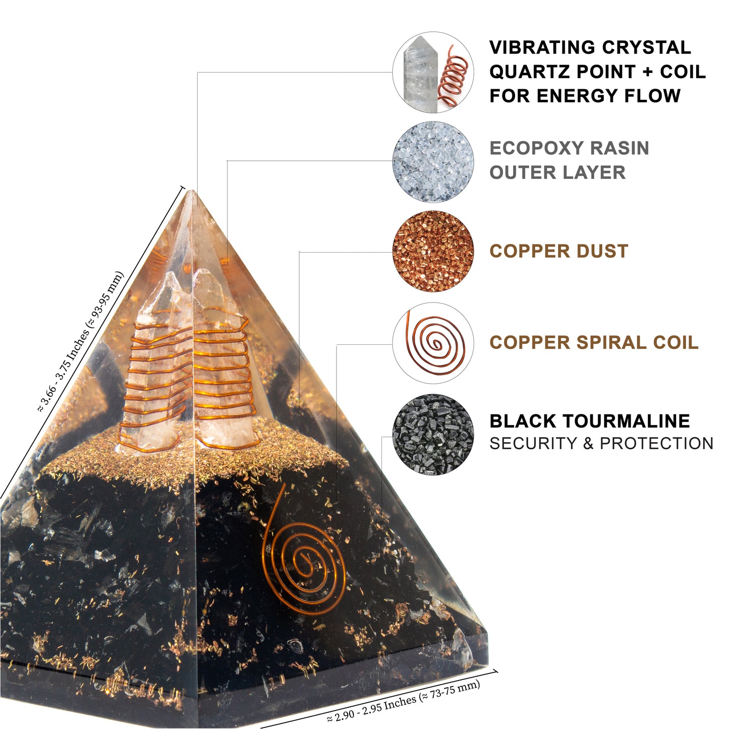 Black Tourmaline Orgone Pyramid for Protection & Security