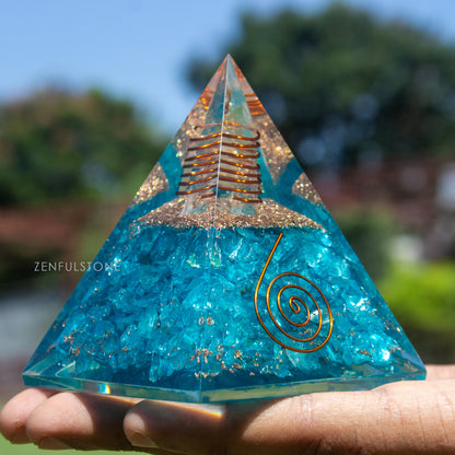 Aquamarine Orgone Pyramid for Joy & Happiness