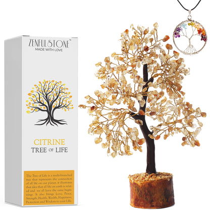 Citrine Tree of Life | Crystal Tree for Positive Energy - Good Luck | Feng Shui Money Bonsai Tree | Home - Office - Tree of Life Decor | Healing Gemstone Artificial Tree | Spiritual Gift