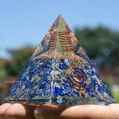 Lapis Lazuli Orgone Pyramid for Wisdom, Harmony, Honest & Self-Awareness