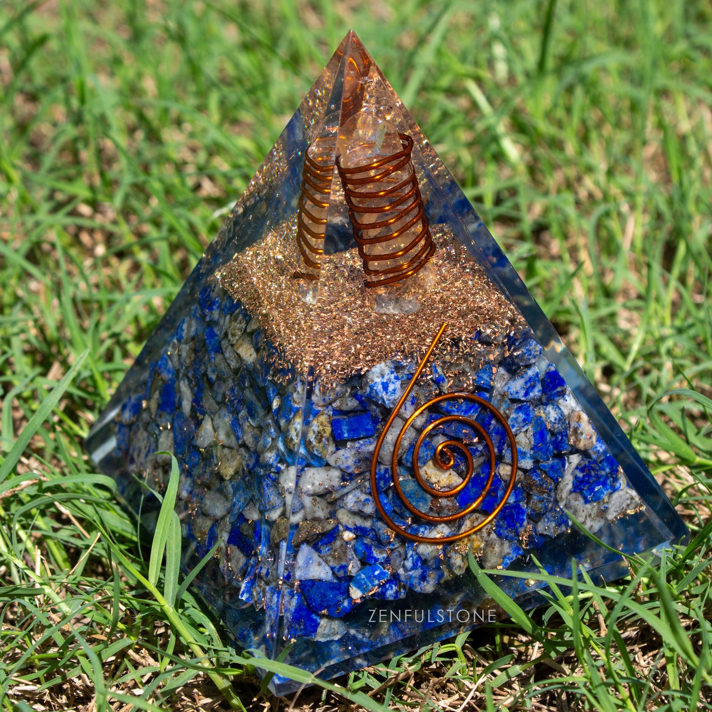 Lapis Lazuli Orgone Pyramid for Wisdom, Harmony, Honest & Self-Awareness