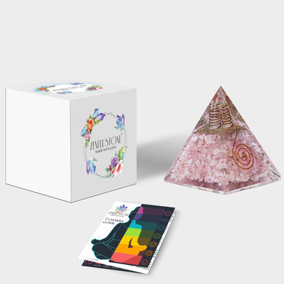 Rose Quartz Orgone Pyramid for Peace, Calm & Unconditional Love, Confidence & Protection