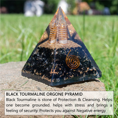 Black Tourmaline Orgone Pyramid for Protection & Security