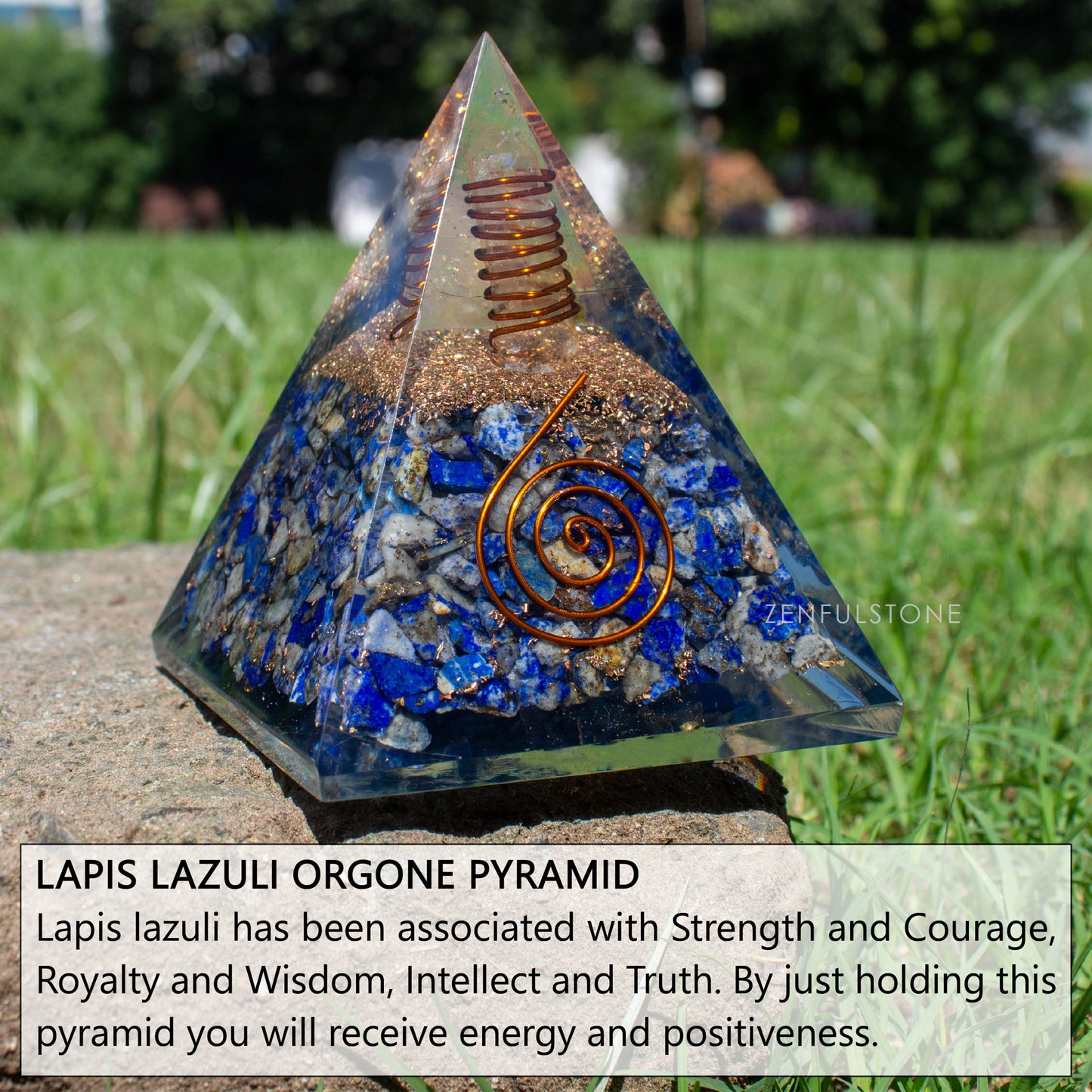 Lapis Lazuli Orgone Pyramid for Wisdom, Harmony, Honest & Self-Awareness