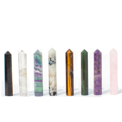 Healing Crystal Point Wands 3" Octagonal Faceted Set of 8