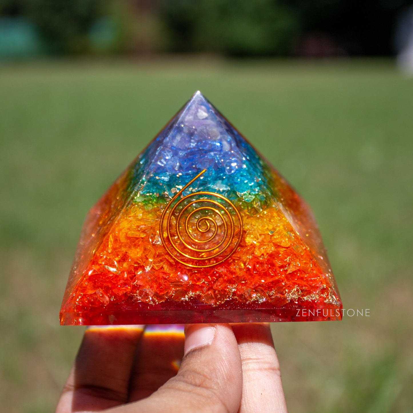 7 Chakra Onyx Pyramid for E-Energy Protection & Healing