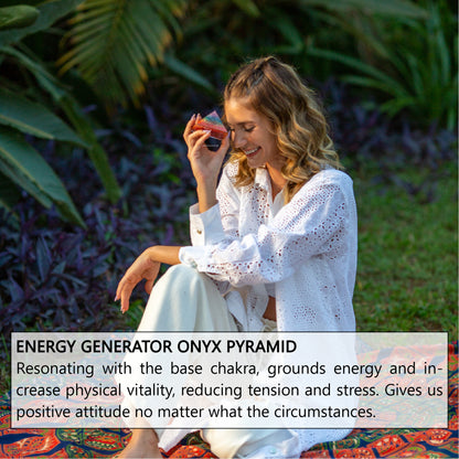 7 Chakra Onyx Pyramid for E-Energy Protection & Healing