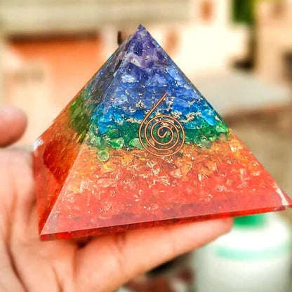 7 Chakra Onyx Pyramid for E-Energy Protection & Healing