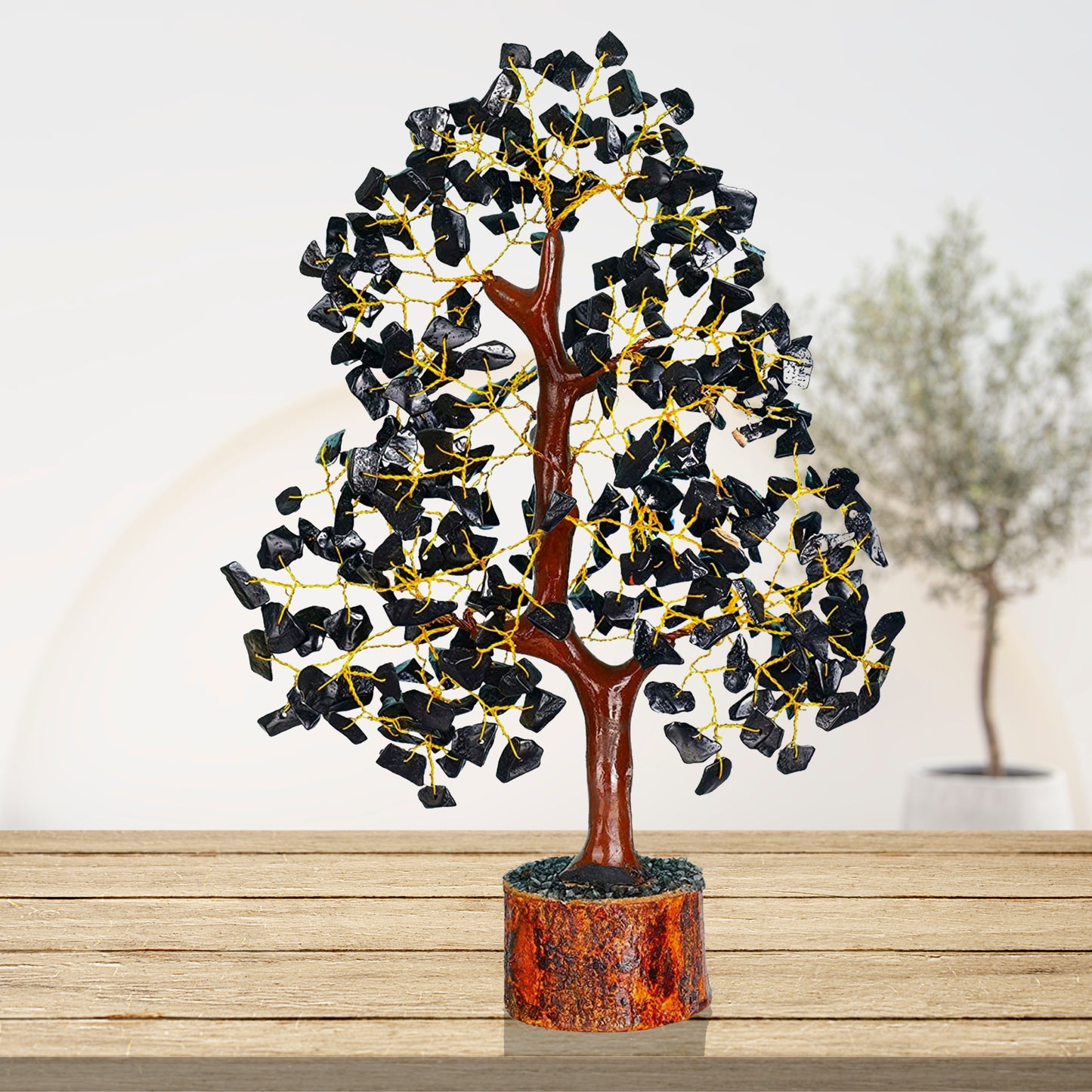 Black Tourmaline Tree of Life Crystal Tree for Energy - Protection | Feng Shui Money Bonsai Tree | Home - Office - Tree of Life Decor | Healing Gemstone Artificial Tree | Spiritual Gift